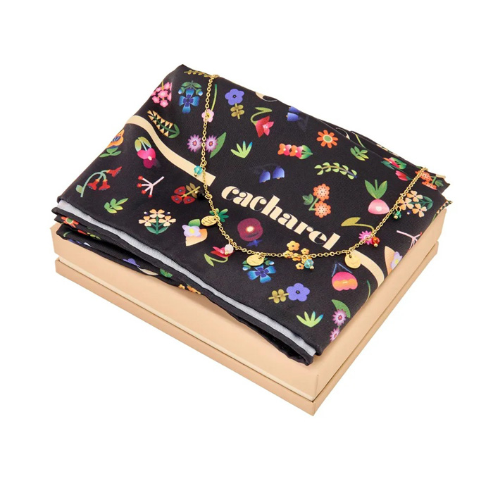 Набор: шарф Séraphine Black и ожерелье Séraphine Gold, нержавеющая сталь