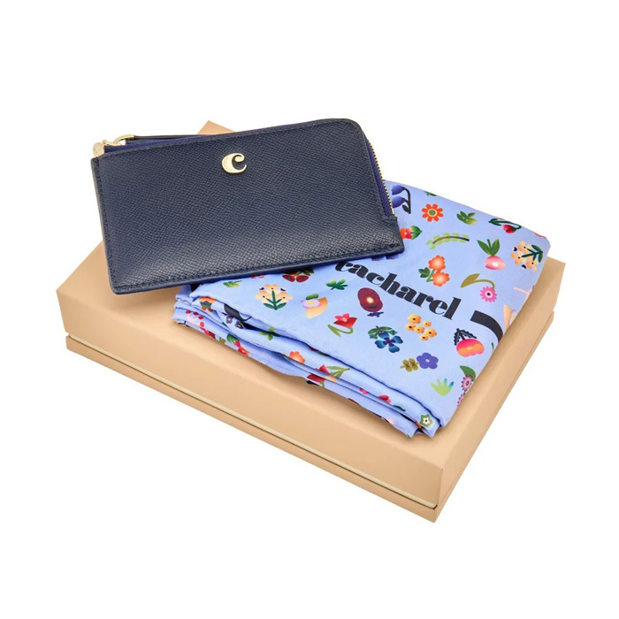 Набор: кредитница Séraphine Navy и шарф Séraphine Light Blue
