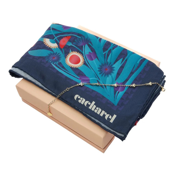 Набор: шарф Astrid Navy и браслет Ambre Gold, латунь