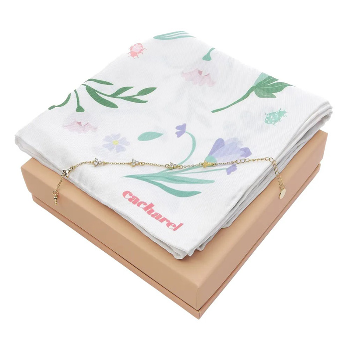 Набор: шарф Ambre Off-white и браслет Ambre Gold, латунь