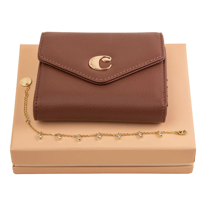 Набор: дамский кошелек Alma Camel и браслет Odeon Gold