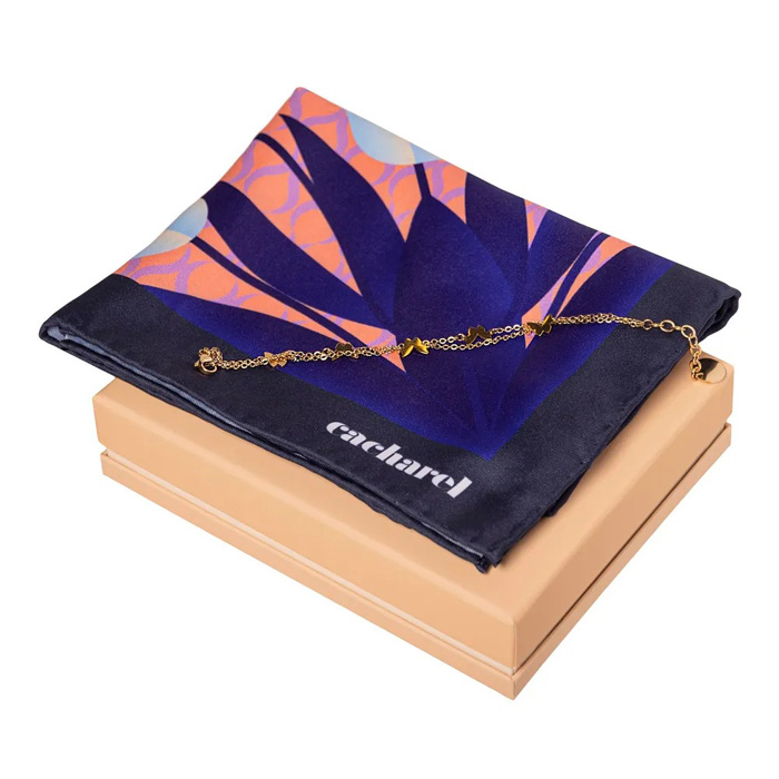 Набор: шарф Alix Navy и браслет Albane Gold, нержавеющая сталь