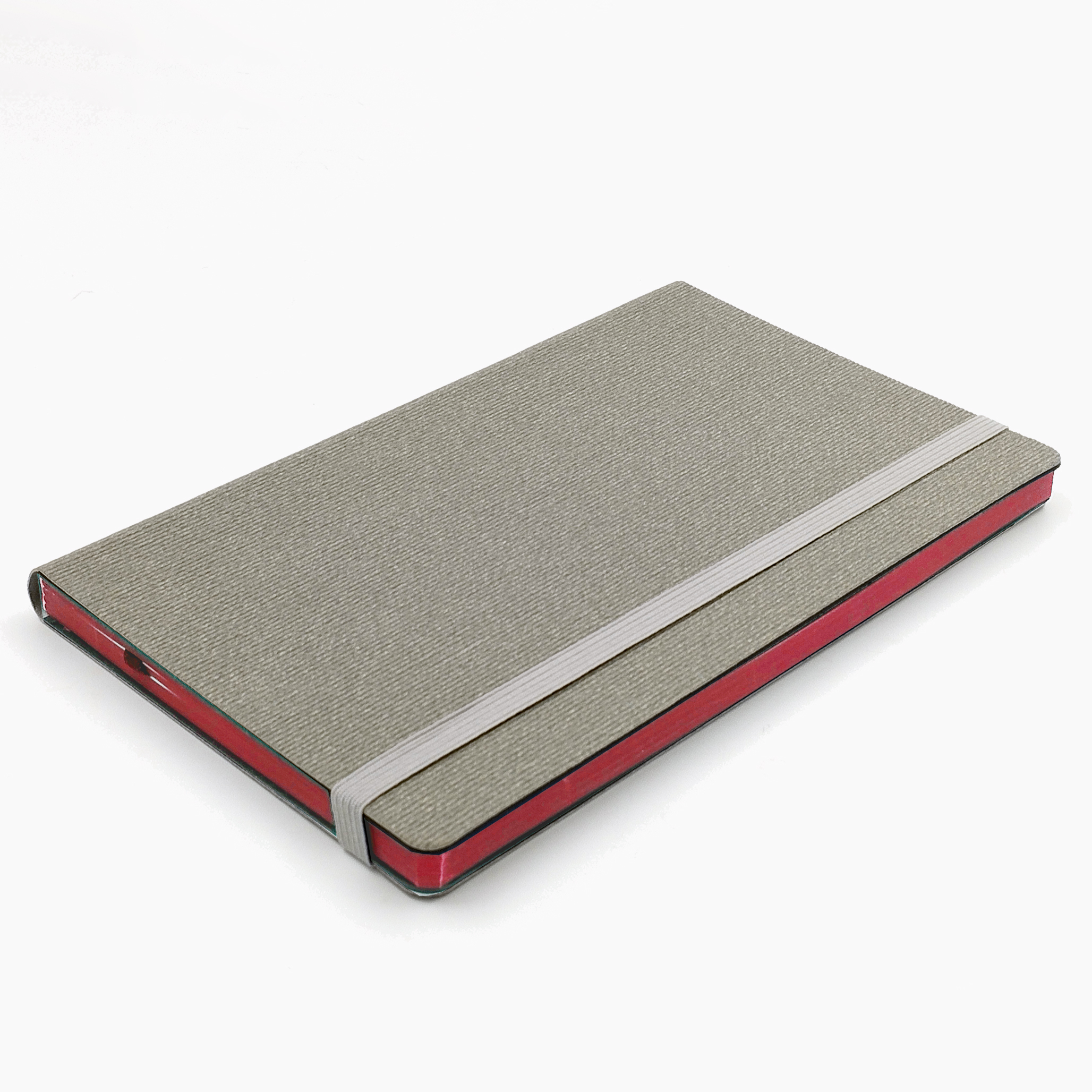 Записная книга V62 13х21 см CORDUROY FLEX серый тонир. бумага красный срез