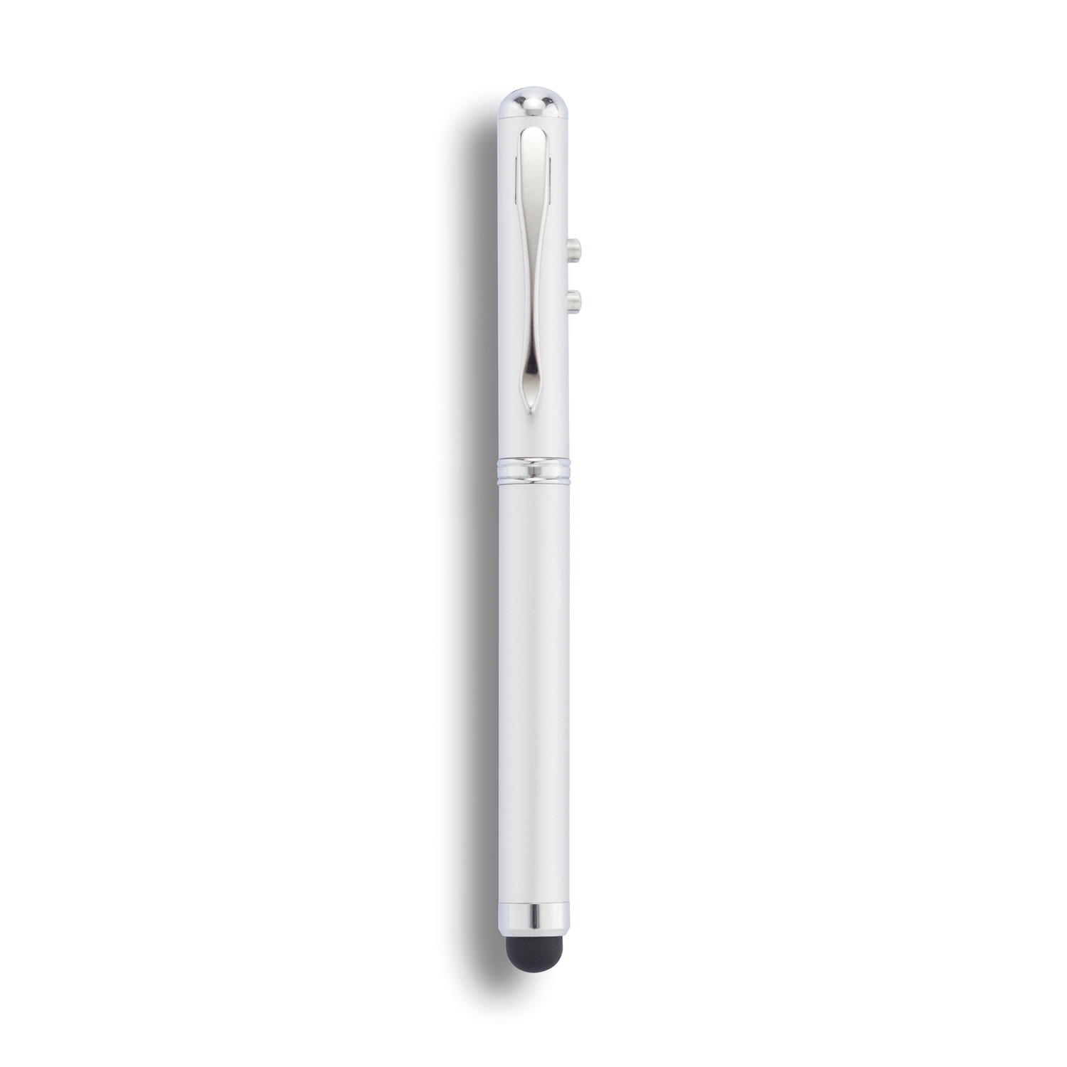 Ручка-стилус с фонариком и лазерной указкой 4 в 1, серебряный