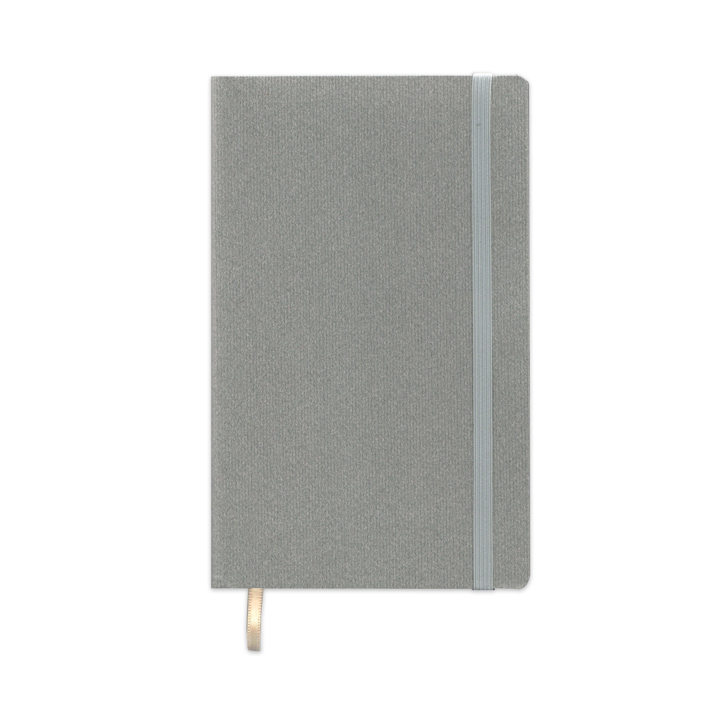 Записная книга V62 13х21 см CORDUROY FLEX серый тонир. бумага синий срез
