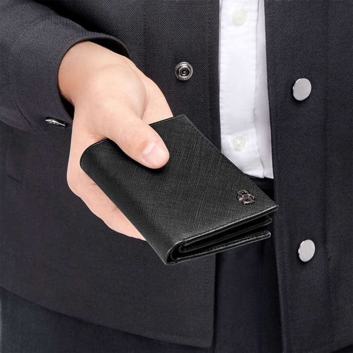 Футляр для кредитных карт Double B Saffiano Black, чёрный