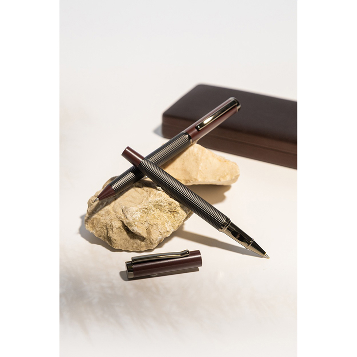 Набор: ручка шариковая и роллер Macaye, бордовый