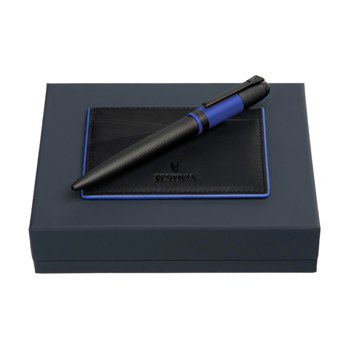 Набор: футляр для кредитных карт и шариковая авторучка Classicals Black Edition Blue