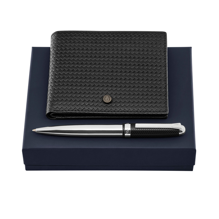 Набор: кошелёк для кредитных карт и шариковая ручка Classicals Interlace Chrome