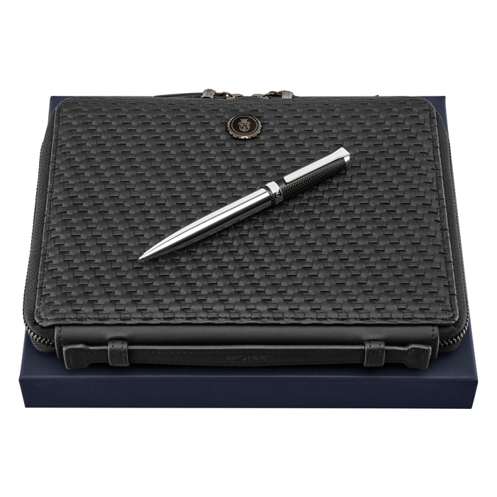 Набор: шариковая ручка папка формата А5 Interlace Black