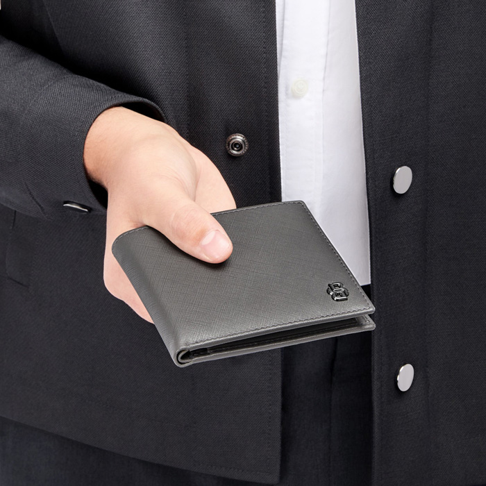 Кошелек Double B Saffiano Grey, серый