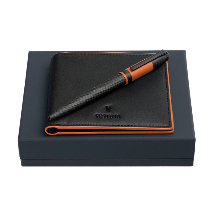 Набор: кошелек и шариковая авторучка Classicals Black Edition Orange