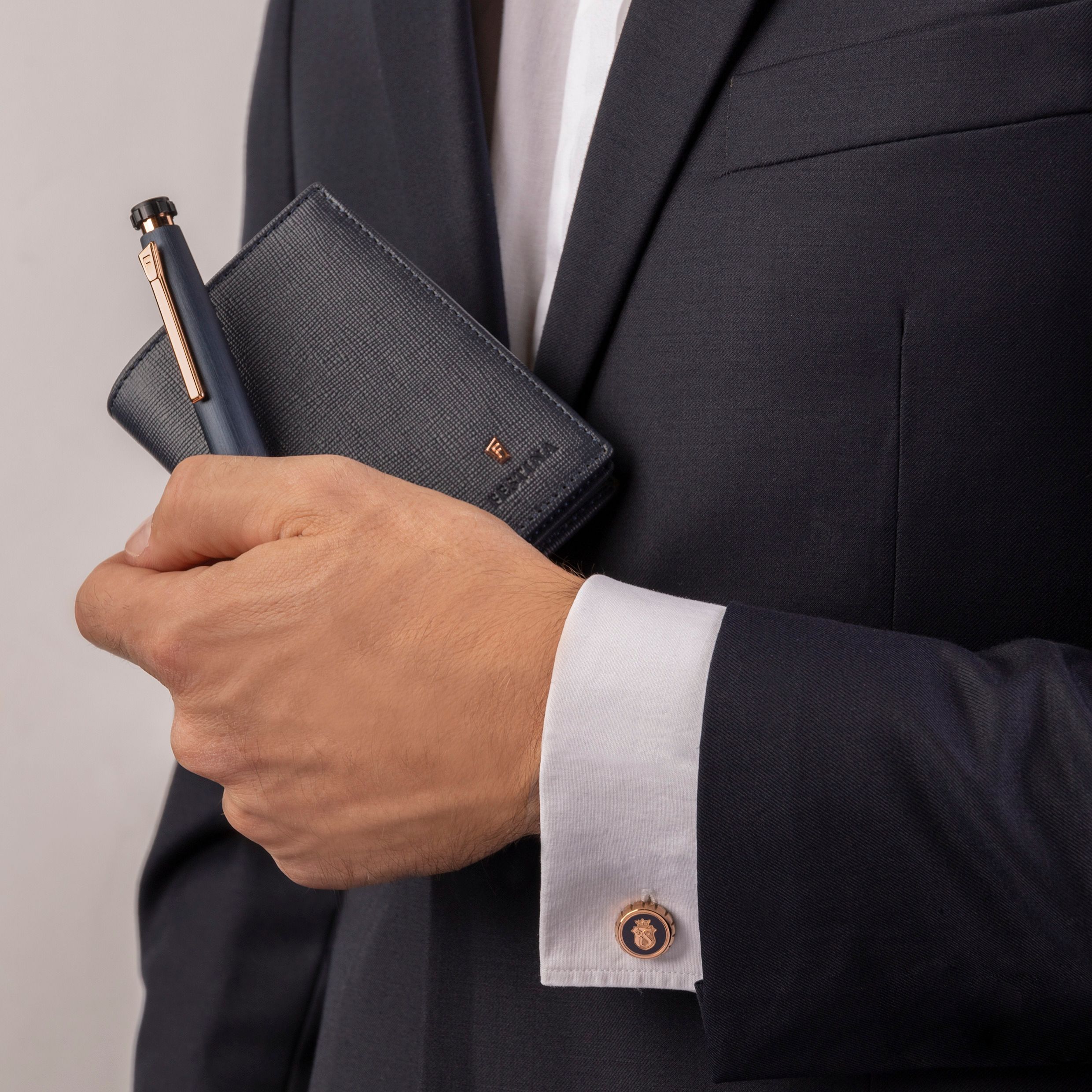 Запонки Chronobike Navy & Rosegold