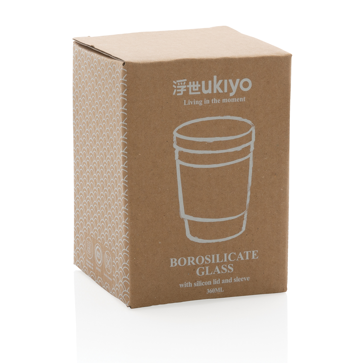 Стакан из стекла Ukiyo с силиконовой крышкой и держателем