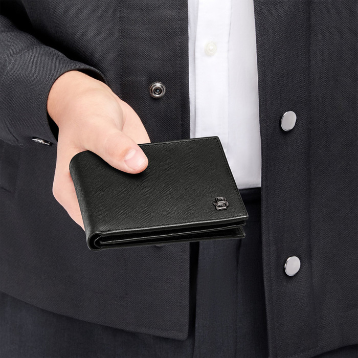 Кошелек Double B Saffiano Black, чёрный