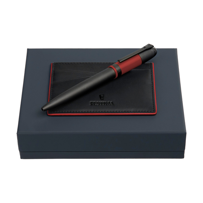 Набор: футляр для кредитных карт и шариковая авторучка Classicals Black Edition Red