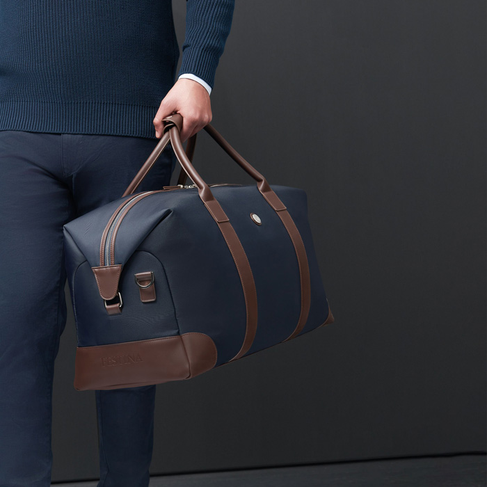 Дорожная сумка Button Navy & Brown