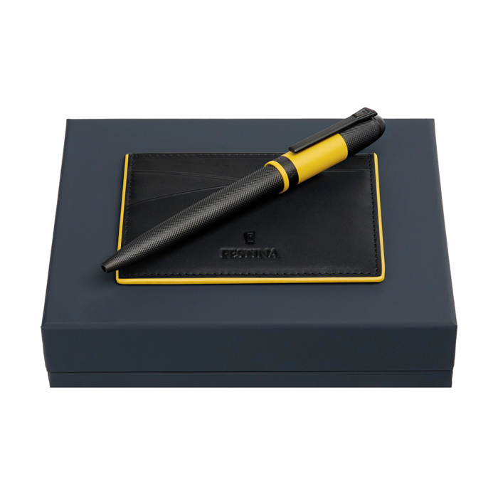 Набор: футляр для кредитных карт и шариковая авторучка Classicals Black Edition Yellow